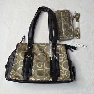 JC Fashion Black and Gold Shoulder Bag Set G Bag